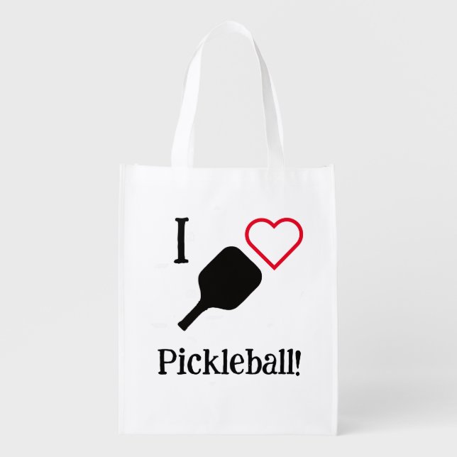 I ❤️ Pickleball! Grocery Bag (Front)