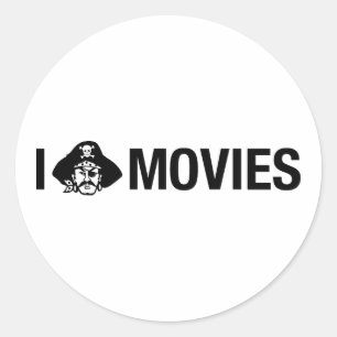 i pirate movies classic round sticker