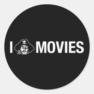 i pirate movies classic round sticker