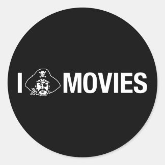 i pirate movies classic round sticker