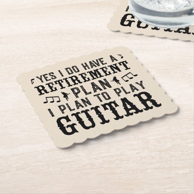 I Plan To Play Guitar Retirement Plan Funny Saying Paper Coaster (Angled)