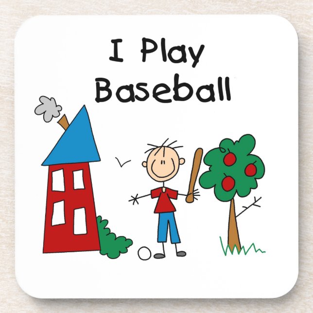 I Play Baseball Beverage Coaster (Front)