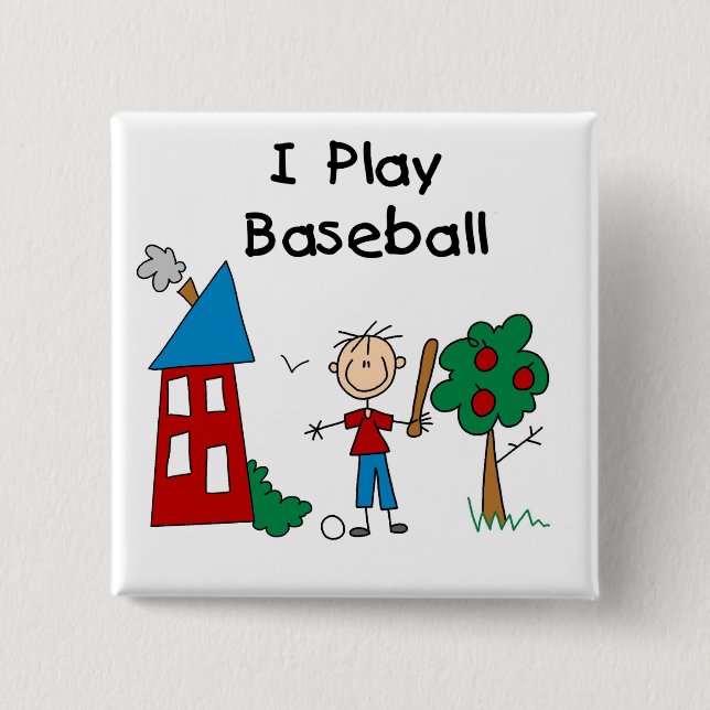 I Play Baseball Button (Front)