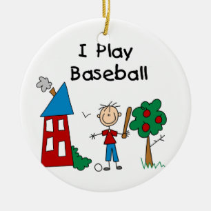 I Play Baseball Ceramic Ornament
