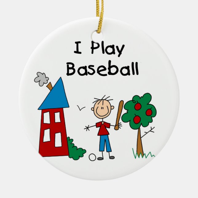 I Play Baseball Ceramic Ornament (Front)