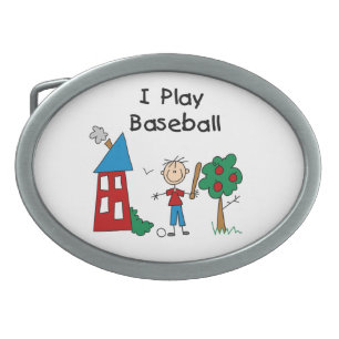 I Play Baseball Oval Belt Buckle