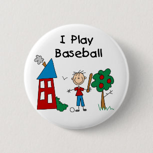 I Play Baseball Pinback Button