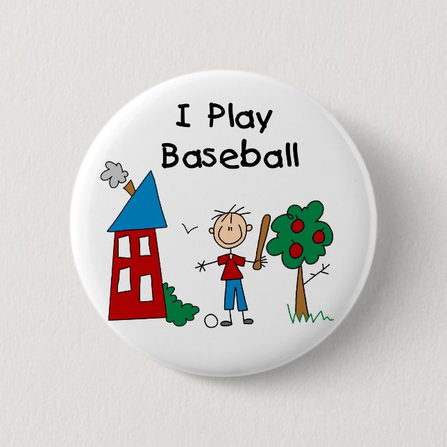 I Play Baseball Pinback Button (Front)