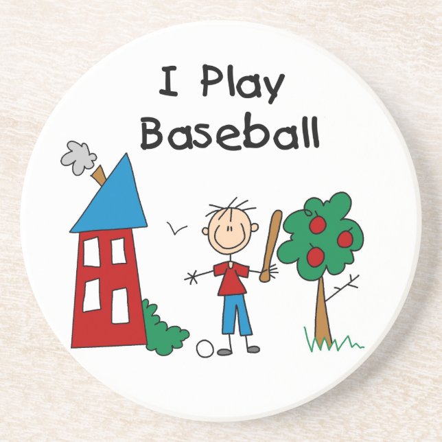 I Play Baseball Sandstone Coaster (Front)