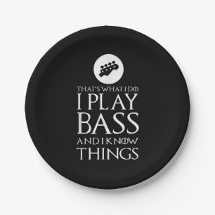 I Play Bass Funny Bass Guitar Paper Plates