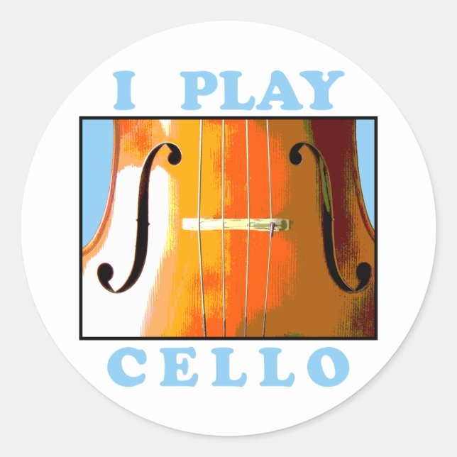 I Play Cello Classic Round Sticker (Front)