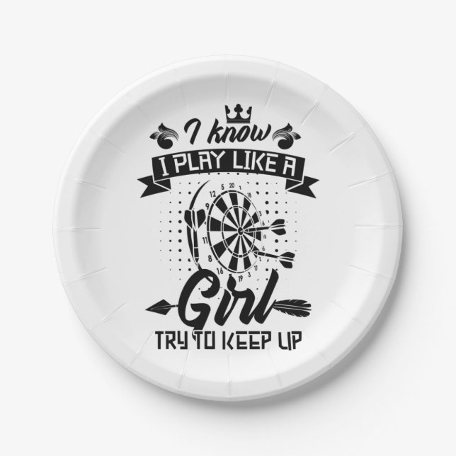 I Play Dart Like A Girl Paper Plates (Front)