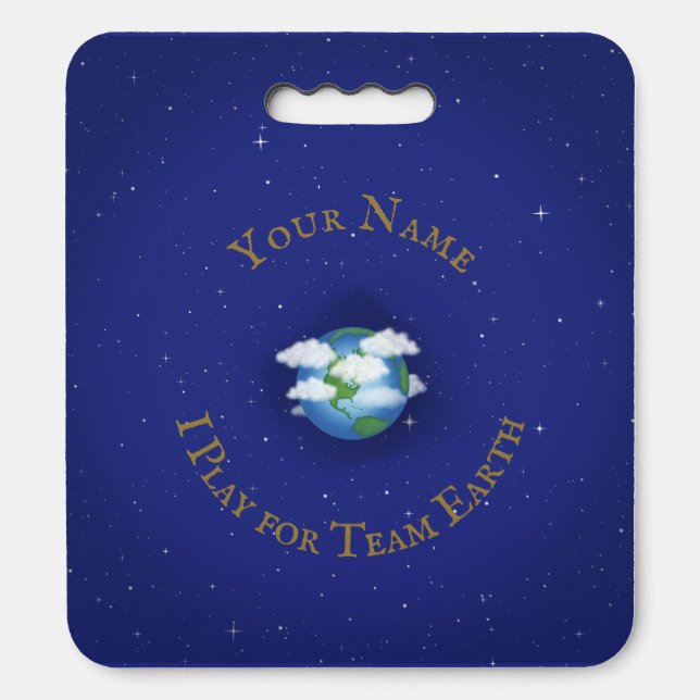 "I Play For Team Earth" Custom Global Activism Seat Cushion (Front Vertical)