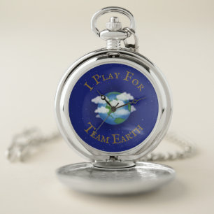 "I Play For Team Earth" Message of Unity Pocket Watch