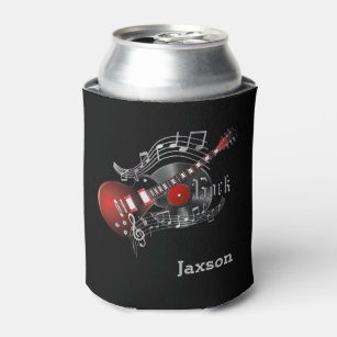 I Play In The Band - DIY Name - Red Guitar Can Cooler