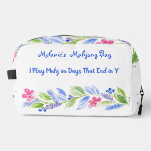 I Play Mahjong Watercolor Flower Tile Dice Zip Bag