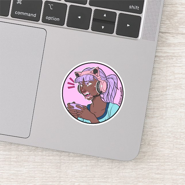 I Play To Win Gamer Circle Vinyl Sticker (Detail)