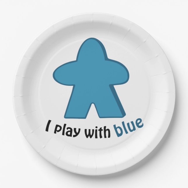 I Play with Blue Meeples Boy Gender Reveal Party  Paper Plates (Front)