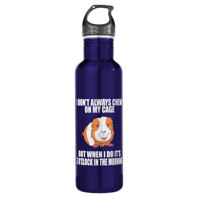 I Play With Guine Pig In The Morning Stainless Steel Water Bottle (Front)