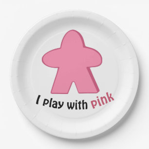 I Play with Pink Meeples Girl Gender Reveal Party Paper Plates