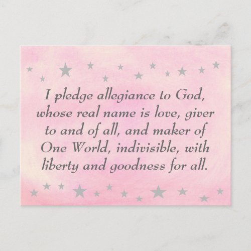 I pledge allegiance to God postcard