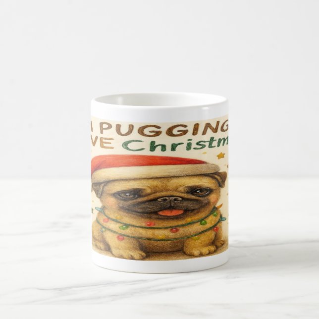 “I Plugging Love Christmas” Cute Christmas Pug Mug (Center)