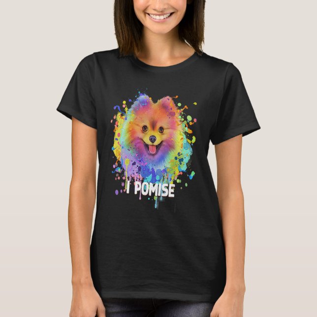 I Pomise Pomeranian  Pom Pom Humor Dog Theme Dog T-Shirt (Front)