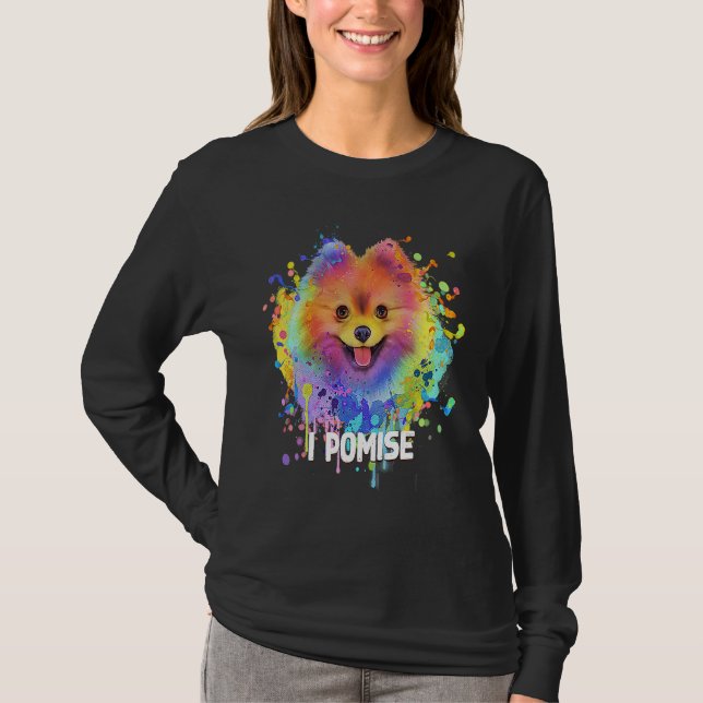 I Pomise Pomeranian  Pom Pom Humor Dog Theme Dog T-Shirt (Front)