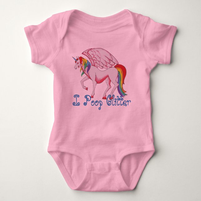 I Poop Glitter Baby Bodysuit (Front)