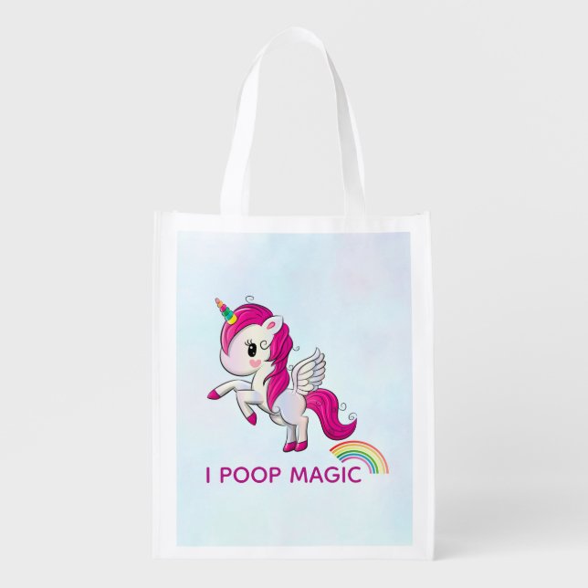 I Poop Magic Funny Unicorn Saying Grocery Bag (Front)