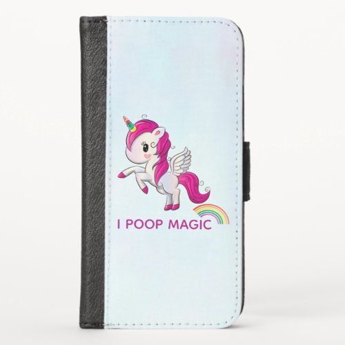 I Poop Magic Funny Unicorn Saying iPhone X Wallet Case