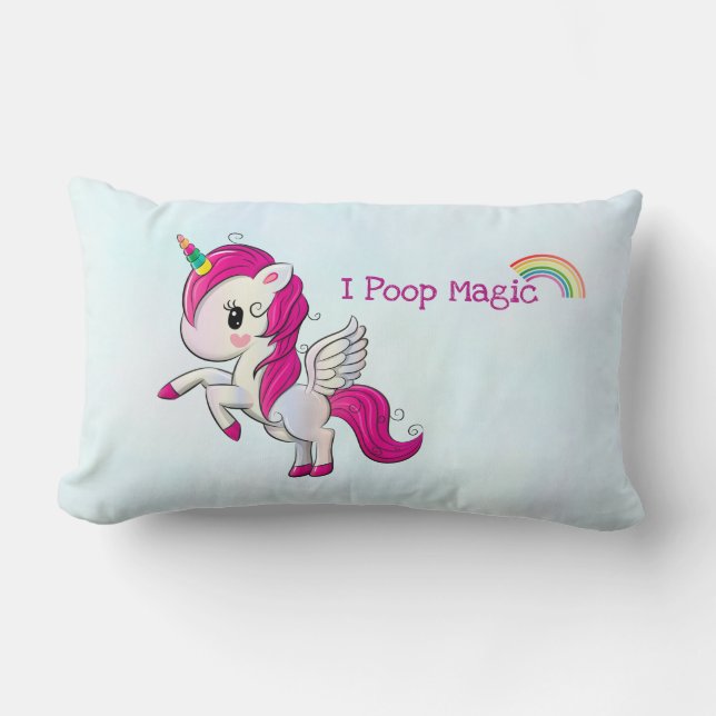 I Poop Magic Funny Unicorn Saying Lumbar Pillow (Front)
