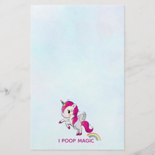 I Poop Magic Funny Unicorn Saying Stationery
