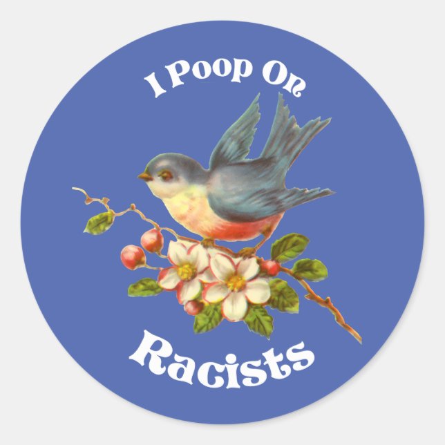 I poop on Racists Classic Round Sticker (Front)