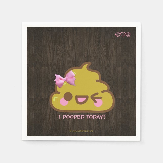 I Pooped Today! Cutey Poo with Pink Bow Paper Napkins (Front)