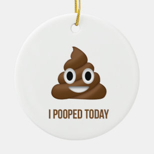 I Pooped Today Emoji with Name on Rear Ceramic Ornament