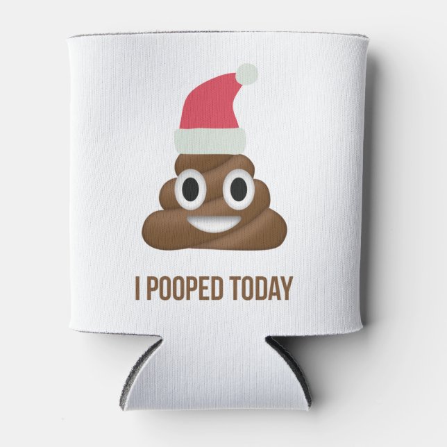 I Pooped Today Funny Brown Emoji Christmas Hat   Can Cooler (Front)