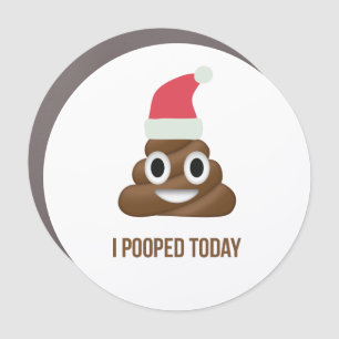 I Pooped Today Funny Brown Emoji Christmas Hat Car Magnet
