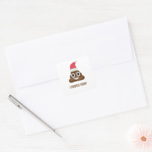 I Pooped Today Funny Brown Emoji Christmas Hat Square Sticker