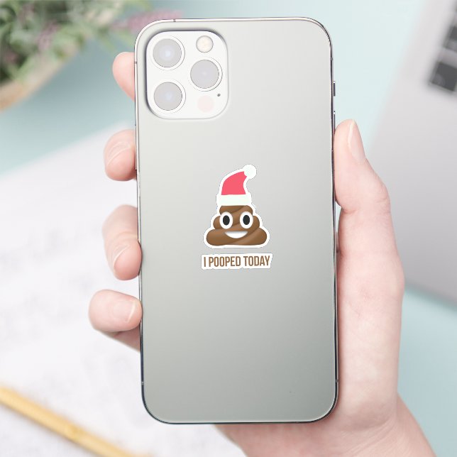 I Pooped Today Funny Brown Emoji Christmas Hat   Sticker (Phone)