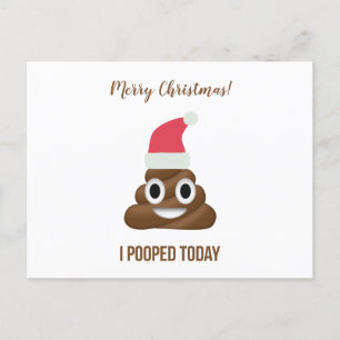I Pooped Today Funny Brown Emoji Merry Christmas Holiday Postcard