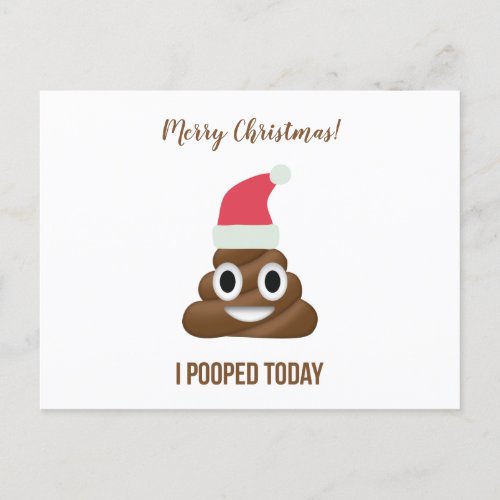 I Pooped Today Funny Brown Emoji Merry Christmas  Holiday Postcard