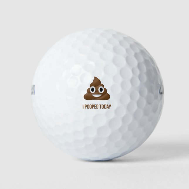 I Pooped Today Funny Emoticon Golf Balls (Front)