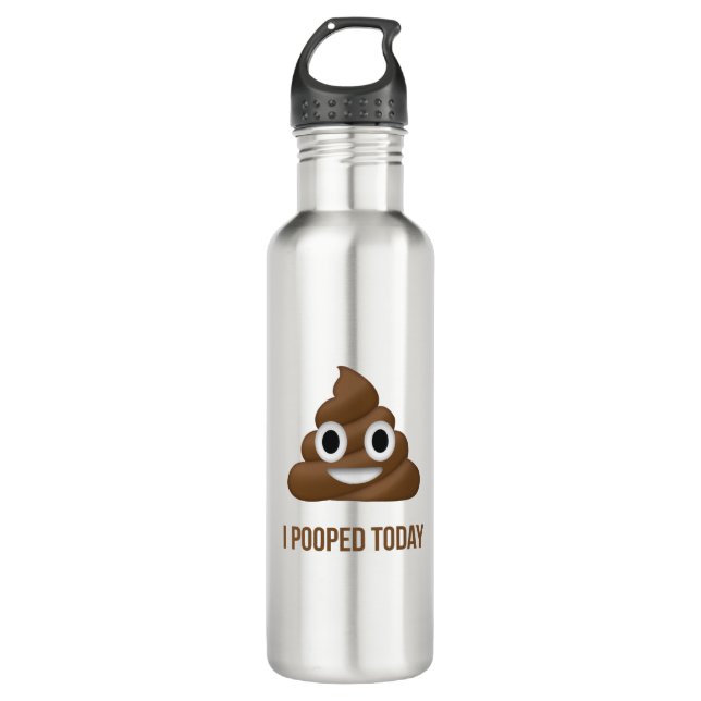 I Pooped Today Funny Emoticon Stainless Steel Water Bottle (Front)