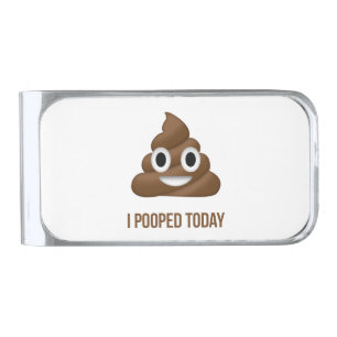 I Pooped Today Poo Emoji Silver Finish Money Clip