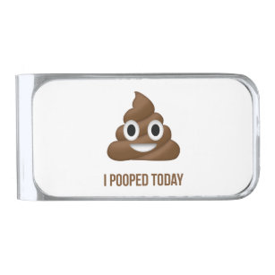 I Pooped Today Poo Emoji  Silver Finish Money Clip
