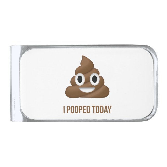 I Pooped Today Poo Emoji  Silver Finish Money Clip (Front)