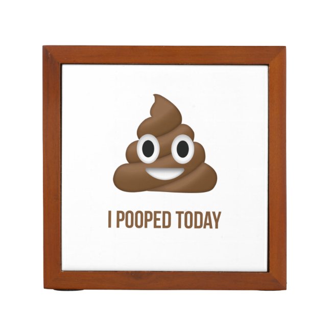 I Pooped Today Smiling Emoji Desk Organizer (Front)