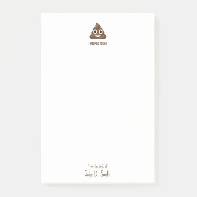 I Pooped Today Smiling Emoticon Personalized Post-it Notes (Front)