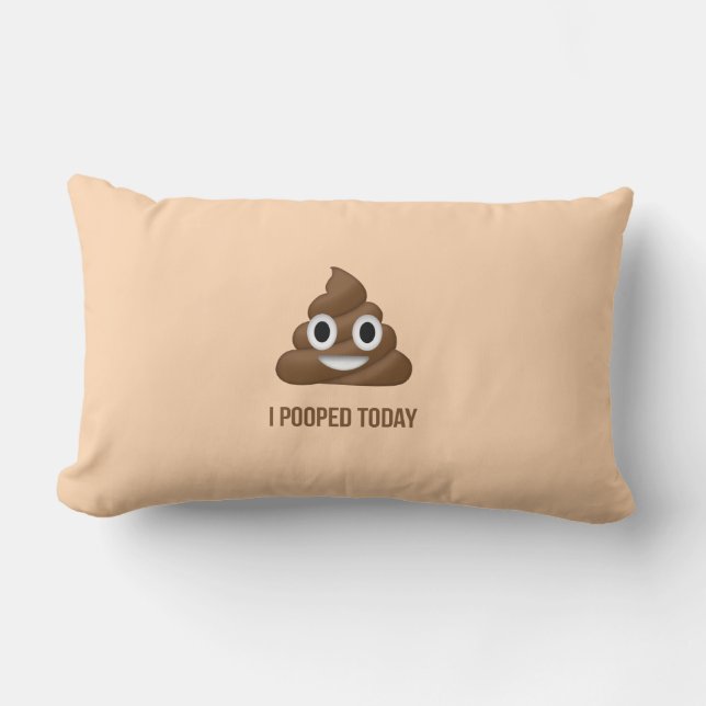 I Pooped Today Smiling Poo Emoticon Lumbar Pillow (Front)